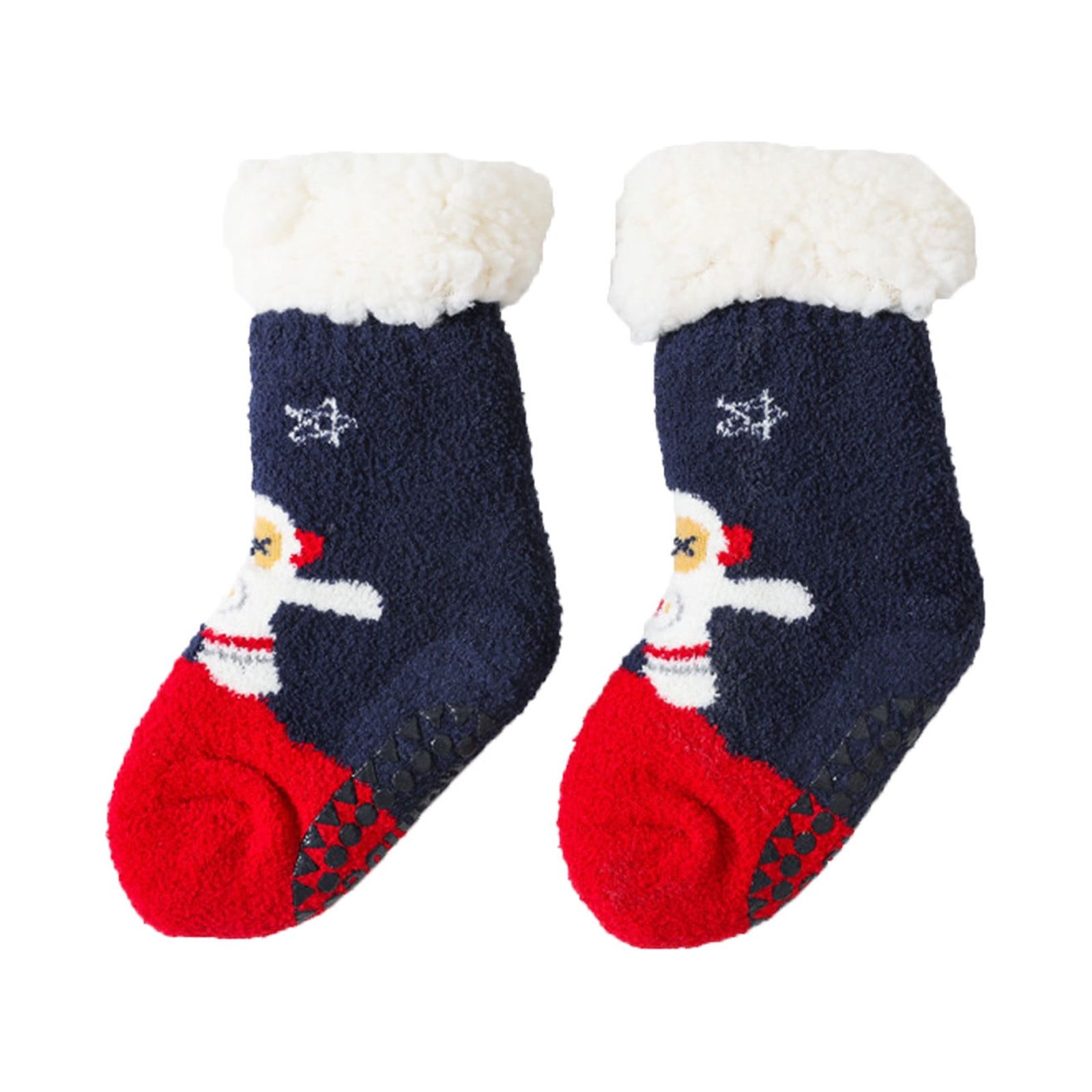 TFEOQRY Children's Christmas Socks Winter New Thermal and Thickened Coral Velvet Baby Socks Slip Adhesive Socks Navy